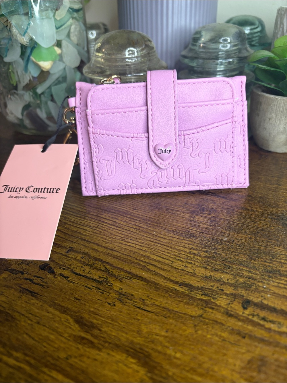 Juicy Couture Lilac Embossed Card Wallet with Heart Snap